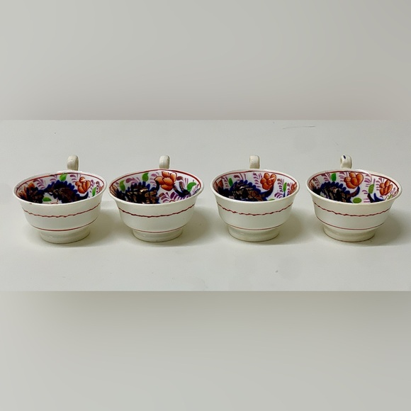 19th Century Antique Gaudy Welsh Grape Pattern (lot of 4) Miniature Cups - Picture 4 of 16